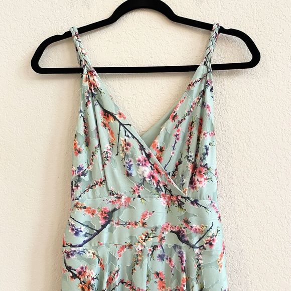 Darling London Size 8 Green Pink  Maxi Dress Sleeveless Floral Tie Back Lined - Picture 6 of 16
